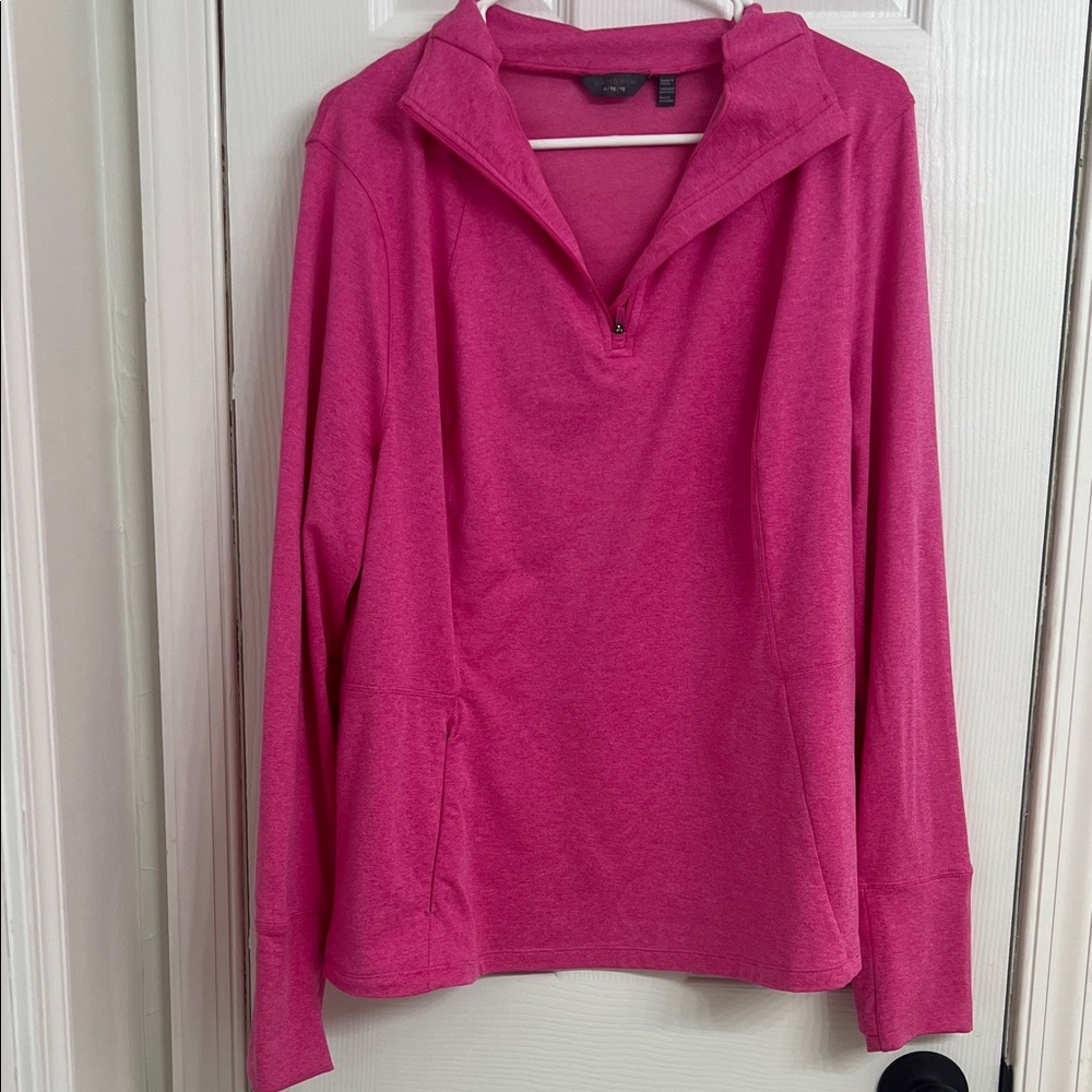 Danskin Women’s Pink Quarter-Zip Hoodie Athletic Pullover Size XL